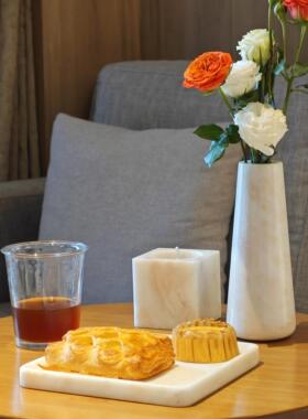 彩虹玫瑰大理石托盘粉方解石托盘水晶收纳盘化妆室收纳粉色大理石