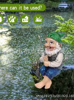 工厂现货 树脂小矮人垂钓钓鱼侏儒女孩庭院摆件花园草坪雕像装饰