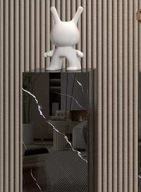 大理石雕塑摆台底座岩板玄关电视柜旁边落地客厅花架摆件底基座台