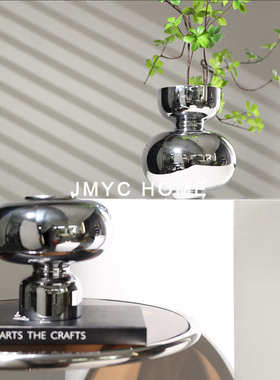 摆件装饰品轻器酒店样板间现代干花客厅售楼处镜面奢插花软玻璃