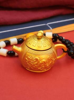 新款龙凤呈祥把把胡解转转手金元宝把件金属见描述艺品桌面工压摆