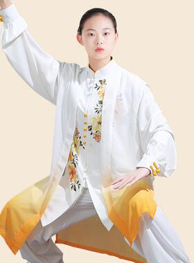 太极服女新款印花太极拳练功服三件套男武术表演比赛服装春秋健道