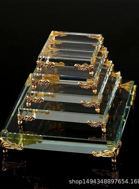 新款 金字塔小摆件底座水晶金属轻奢底座珠宝展示盘矿标模型酒底