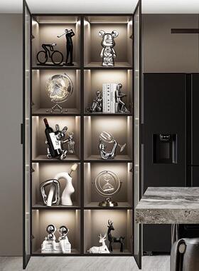 大平层酒柜装饰品摆件现代轻奢客厅家居玻璃柜高档陶瓷酒架工艺礼