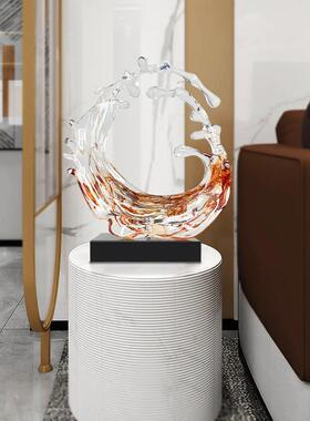 浪花雕塑售楼处酒店大堂装置艺术品透明树脂摆件大型落地装饰品