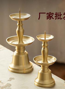 厂家黄铜制作铜蜡台蜡台佛事用品金属工艺品摆件