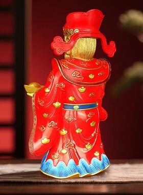 黄铜八方来财财神人物像摆件马年店铺收银台桌面中式工艺装饰品