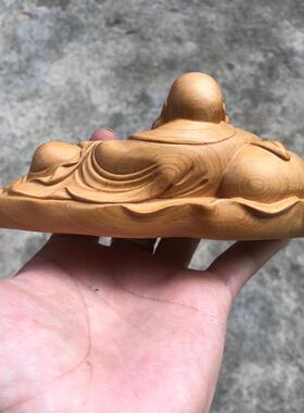 正品菩提木雕快幸袋运弥勒佛像人物乐像佛装饰品家居客厅汽车装饰