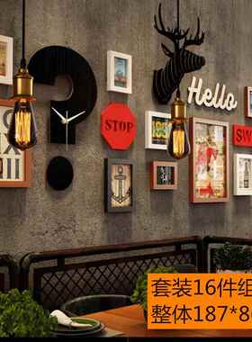 咖啡店装饰画工业风美发店创意墙面挂画复古酒吧酒馆清吧吧台壁画