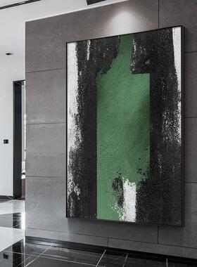 青翠简约抽象画入门玄关装饰画大气客厅落地画大尺寸挂画晶瓷画