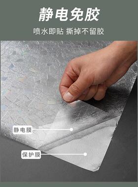 复古玻璃贴纸透光不透明美式3D浮雕玻璃纸静电免胶海棠窗花纸贴膜