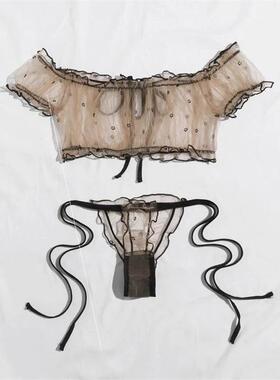 Erotic lingerie Sexy women's mesh tube top underwear set