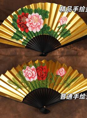 戏曲戏剧妃醉酒丹折扇牡小生花旦折纸金扇民贵族舞蹈8寸9KGM寸金