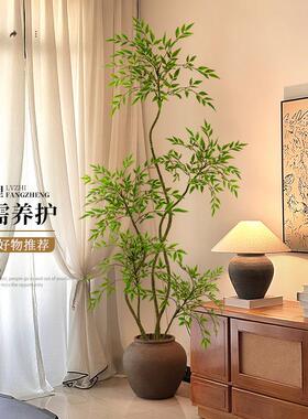 彷真绿色植物南天竹客厅大型盆栽室内轻奢装饰花彷生植物落地摆件