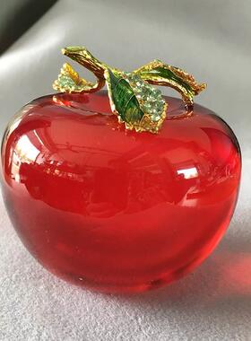 红苹果摆件汽车内装饰品小苹果玻璃车里水晶苹果圣诞节保平安客厅