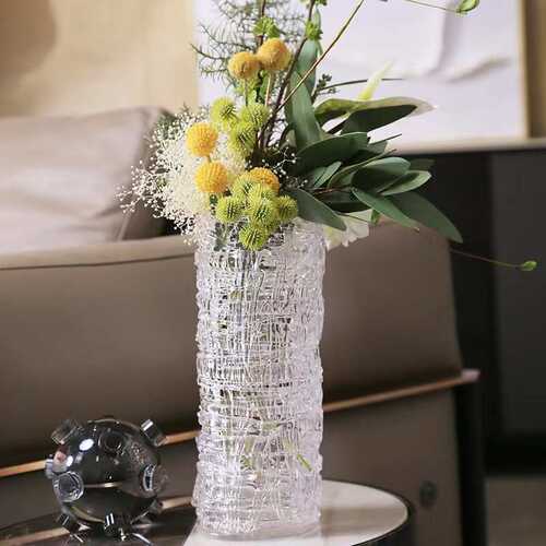 工艺品现代简约圆形拉丝书房干花摆件客厅家居装饰品花瓶玻璃花瓶 - 图2