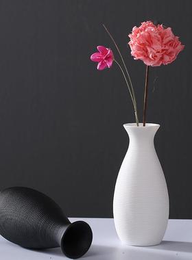 创意现代简约客厅插花花器装饰工艺品家居摆件白色手工陶瓷小花瓶