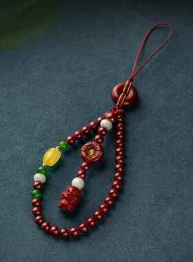 朱砂蛇年生肖手机挂件手腕款手机链长款挂绳女手腕绳平安扣低含量