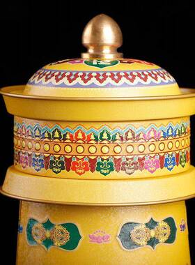 藏传插电唐多括罗五行电动转金轮财神绿度母药师观音文殊装饰摆饰