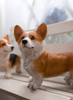 仿真树脂动物工艺品柯基狗摆件创意家居客厅电视柜酒柜装饰品摆件