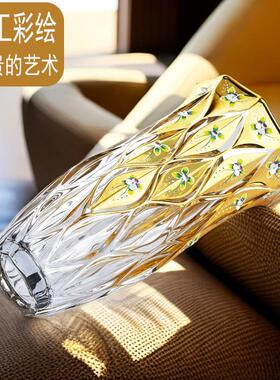 轻奢高级感花瓶北欧彷真花客厅摆件家用水晶玻璃插花鲜花桌面瓶子