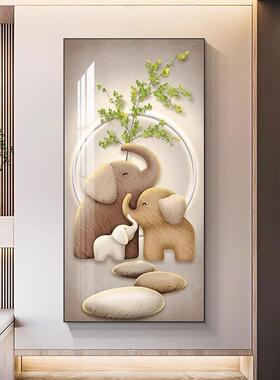 入户正对门旺运玄关大象装饰画轻奢高级客厅墙面挂画走廊过道壁画
