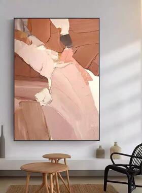 纯手绘油画客厅抽象画立体肌理轻奢橙色挂画落地玄关装饰画