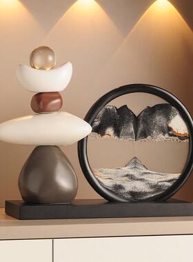 时来运转流沙画 画摆件客厅电视柜酒柜玄关轻奢高档办公室轻奢装