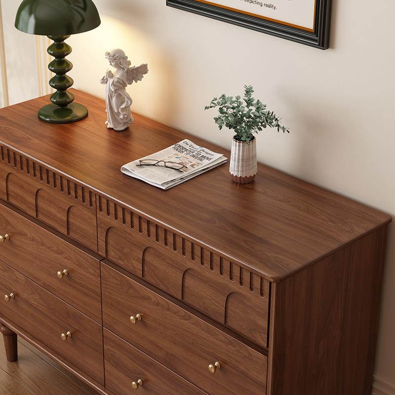 全实木斗柜收纳柜中古风靠墙置物五斗卧室床尾柜新款覆古储物六斗 - 图2