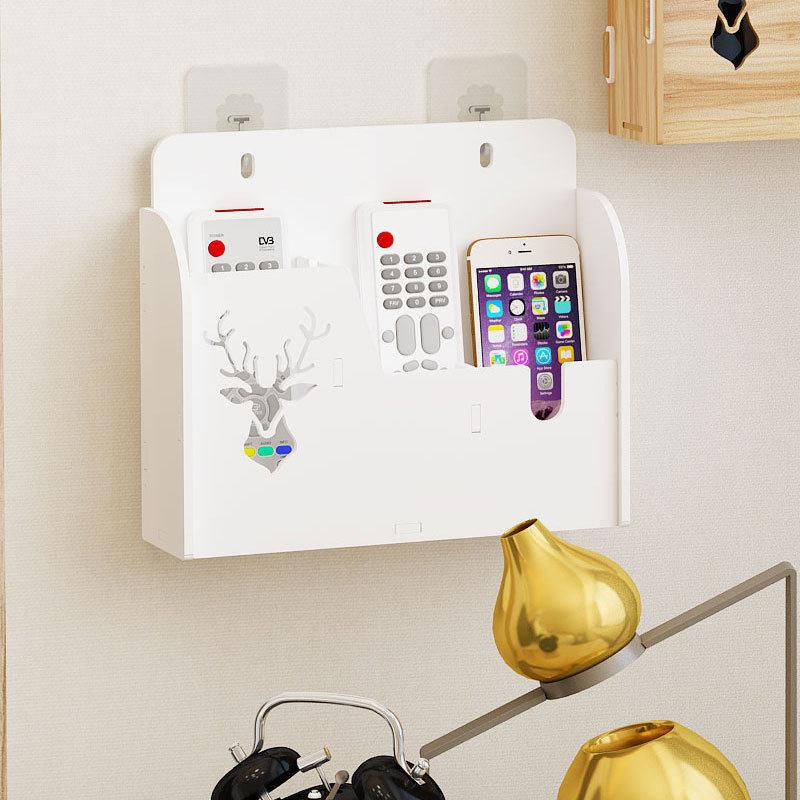 Hole-free remote control storage box wall-mounted wall-mounted bedside mobile phone storage rack for TV air conditioner