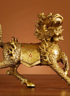 厂家全黄铜钻石麒麟火麒麟家居金属工艺品礼品家居摆件大号