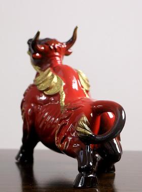 班德拉斯2021牛年大吉家居电视柜桌面茶室礼品瓷牛气冲天送礼摆件