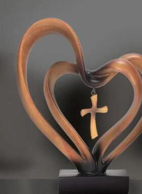 跨境新款爱心桌面摆件现代简约两颗星办公桌装饰树脂工艺品摆件