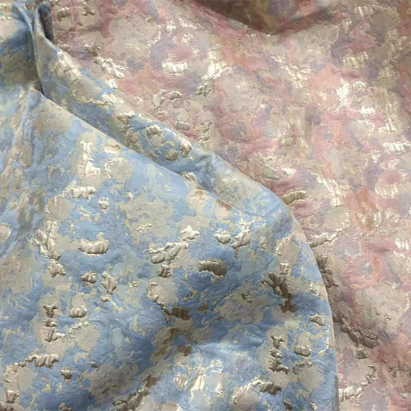 浮雕金银丝提花布立体廓形 粉紫油画风 色织锦提花服装箱包布面料,淘宝优惠券,粉丝福利购,淘宝优惠卷