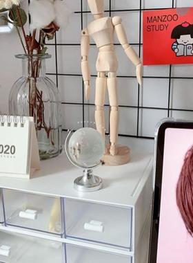 地球仪小号ins风迷你摆件透明水晶球桌面书桌装饰玻璃球生日礼物