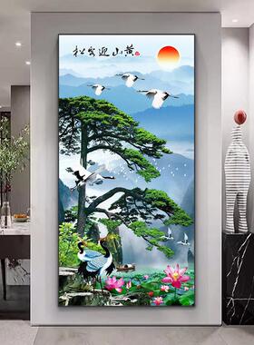 流水生财玄关装饰画2026年新款高端晶瓷画山水画入户走廊过道挂画