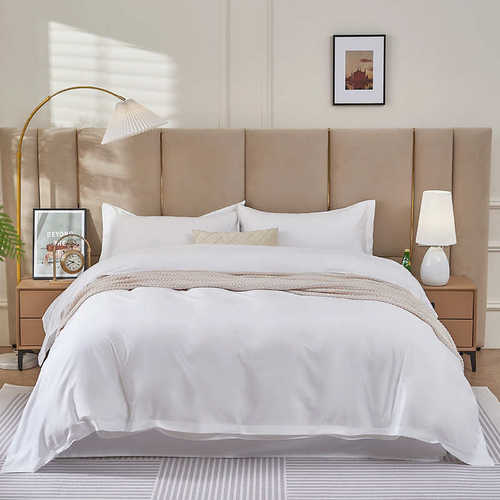 批发加密布件套被套床单五星级四酒店宿民白色草床上用品贡缎酒店 - 图0