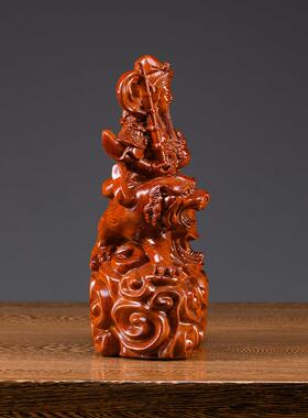 实木吴财神赵公明雕像财神拜骑虎雕像饰品店家超大开门红