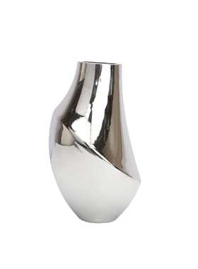 北欧创意玻璃电镀银色歪脖子花器摆件样板房办公室茶几装饰品摆件