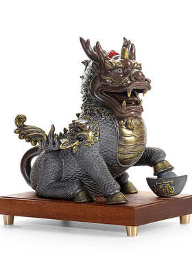 陶瓷工艺品神兽麒麟一对玄关家居客厅办公室吉祥摆件招财开业礼品