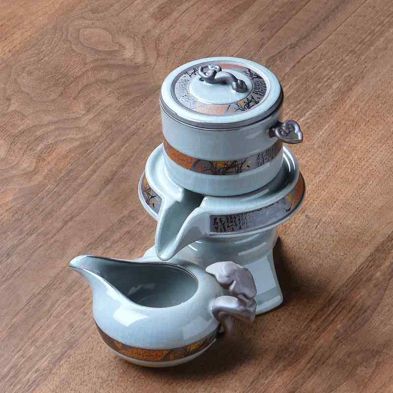 高档装懒人石磨自动茶单个家用转泡茶神器配件套旋出水具功夫茶壶 - 图1
