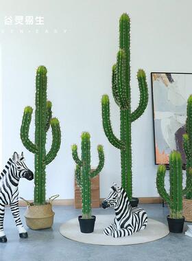 斯堪的纳维亚风人造仙人掌植物盆栽室内盆景装饰大型假绿色植物办