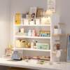 Computer desk solid wood bookshelves desk student study desk hole board desktop storage rack multi-layer storage table shelves
