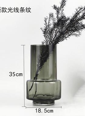 正品现代简约玻璃花几何烟厅灰欧式居家客餐瓶桌水样板房培插花器