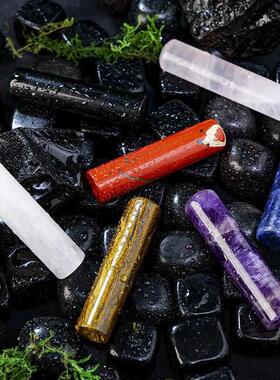 天然紫粉水晶白水晶圆柱摆件水晶原石家居客厅装饰品开 业乔迁礼