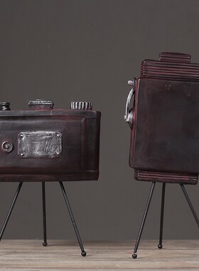 美式乡村树脂复古相机摆件 样板房装饰摆饰 三角架相机模型工艺品