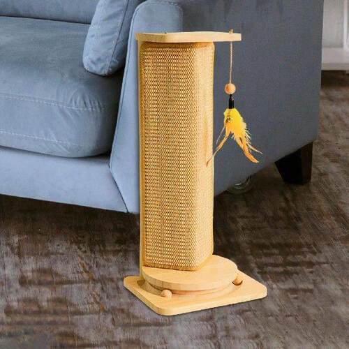 Cat Scratch t, Sisal Cat Scratcher with Feather Toy, - 图2