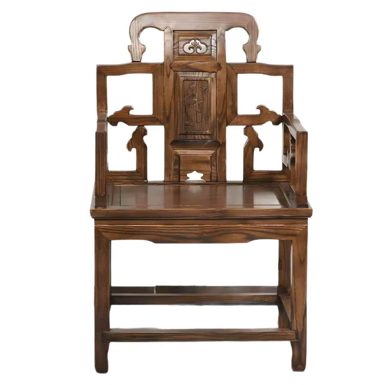 全实木太师椅三件套明清古典皇宫椅围椅中式榆木单人椅客厅主人椅 - 图3