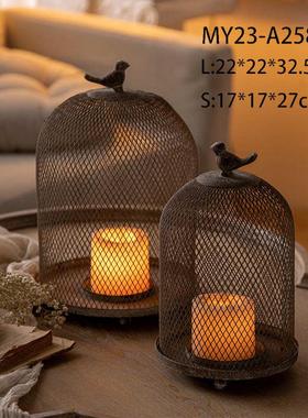 镂空复古美式艺浪漫摆件雕花气氛宿布置饰品民酒吧烛台玄关铁客厅