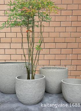 现代简约圆形水泥种植花盆室内户外庭院花园别墅绿植设计景观摆设